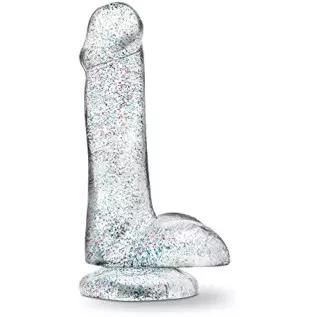 Blush - 6 inch Glitter Dildo - Soft Pliable Realistic Small 1.4" Wide - Strap On Compatible Suction Cup for Hands Free Play - Fe Blush - 6 inch Glitter Dildo - Soft Pliable Realistic Small 1.4" Wide - Strap On Compatible Suction Cup for Hands Free Play - Fe