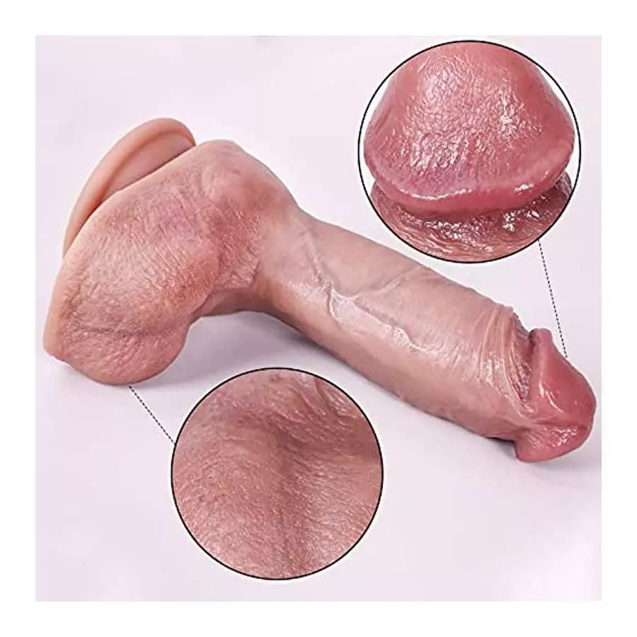 7.9 Inch Huge Realistic Dildo, Female Masturbator, Heatable Flexible Penis for G-spot and Anal Play, Silicone Dildos Adult Senso