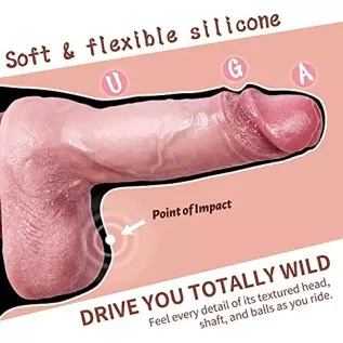 7.9 Inch Huge Realistic Dildo, Female Masturbator, Heatable Flexible Penis for G-spot and Anal Play, Silicone Dildos Adult Senso