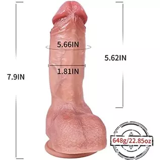 7.9 Inch Huge Realistic Dildo, Female Masturbator, Heatable Flexible Penis for G-spot and Anal Play, Silicone Dildos Adult Senso