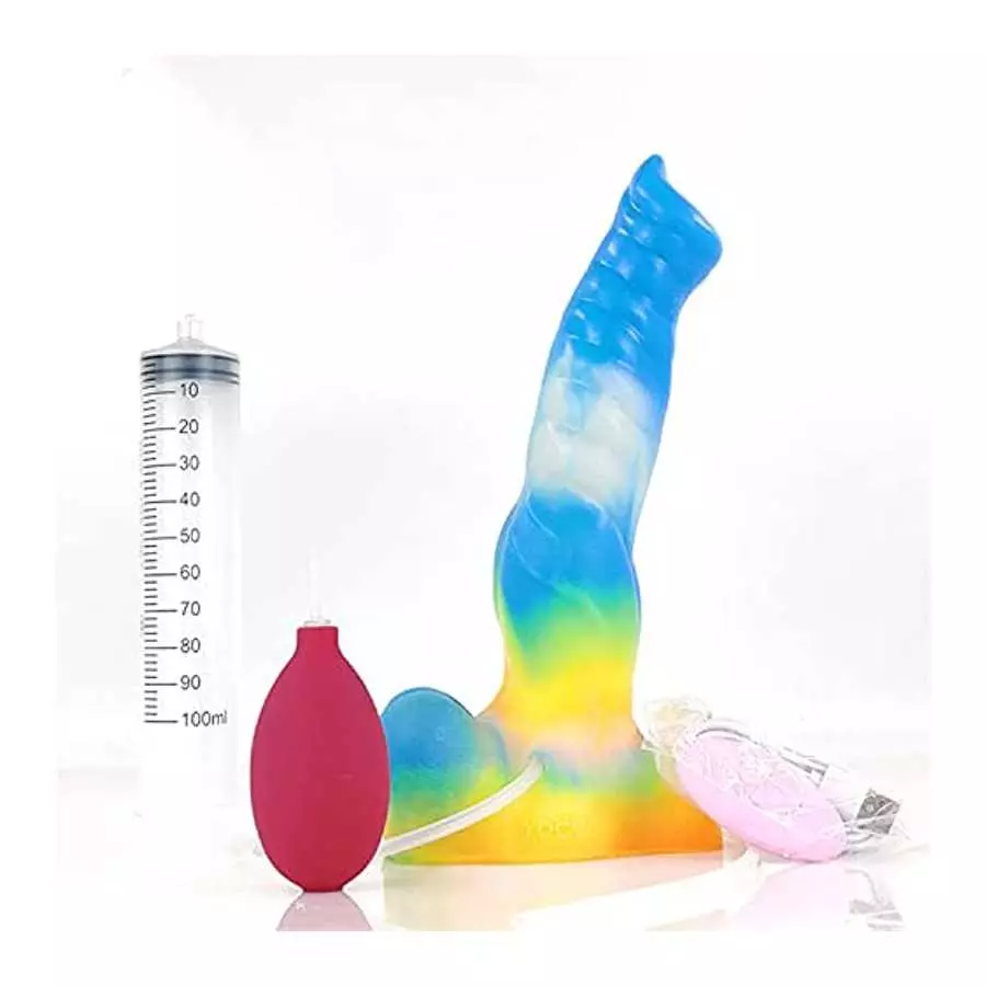 Realistic G-spot Vibrating Dildo 10.23 Inch Squirting Luminous Silicone Bullet Vibrator with Suction Cup 10 Vibration Modes Rech Realistic G-spot Vibrating Dildo 10.23 Inch Squirting Luminous Silicone Bullet Vibrator with Suction Cup 10 Vibration Modes Rech