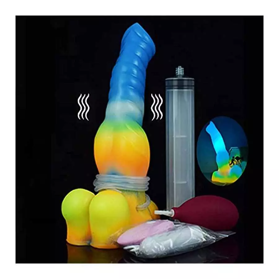 Realistic G-spot Vibrating Dildo 10.23 Inch Squirting Luminous Silicone Bullet Vibrator with Suction Cup 10 Vibration Modes Rech