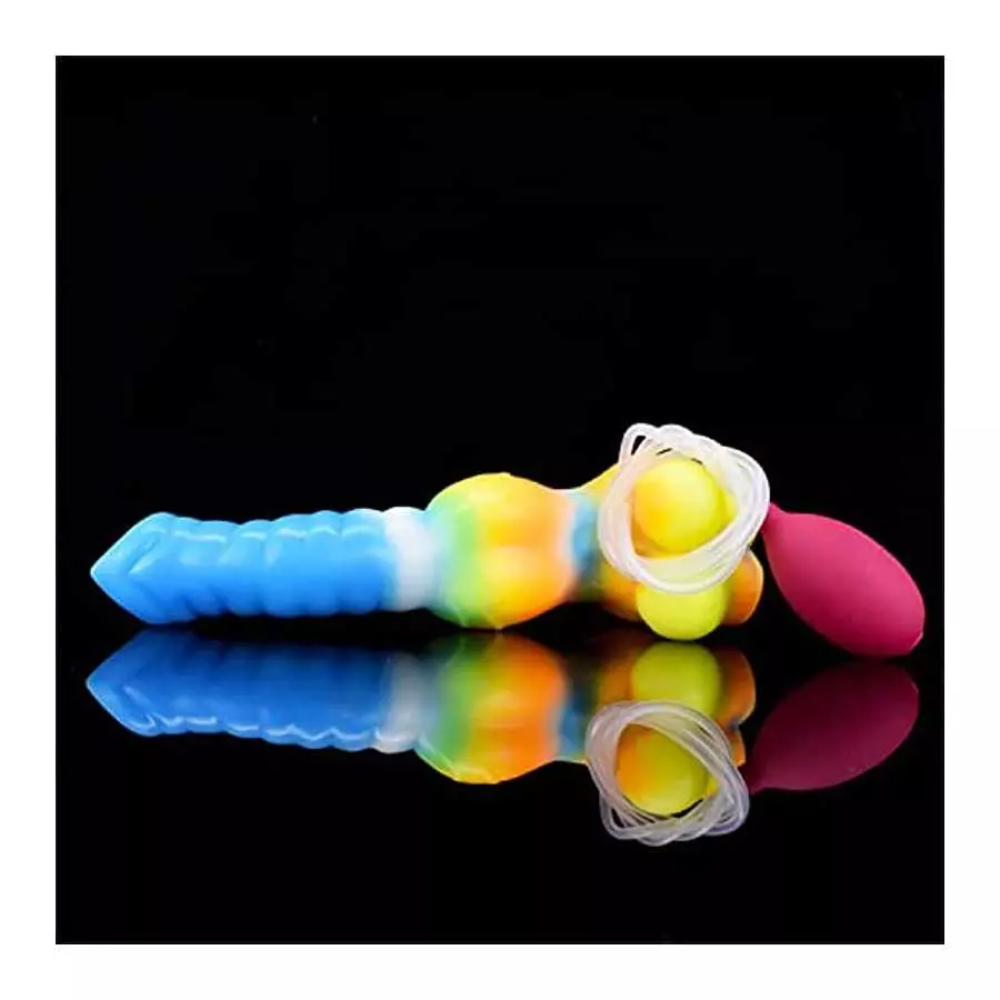 Realistic G-spot Vibrating Dildo 10.23 Inch Squirting Luminous Silicone Bullet Vibrator with Suction Cup 10 Vibration Modes Rech