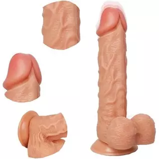 9.5 inch Silicone Silicone Suction Cup Realistic Classic Dick Wand with Strong Suction Cups, Suitable for Beginner Games