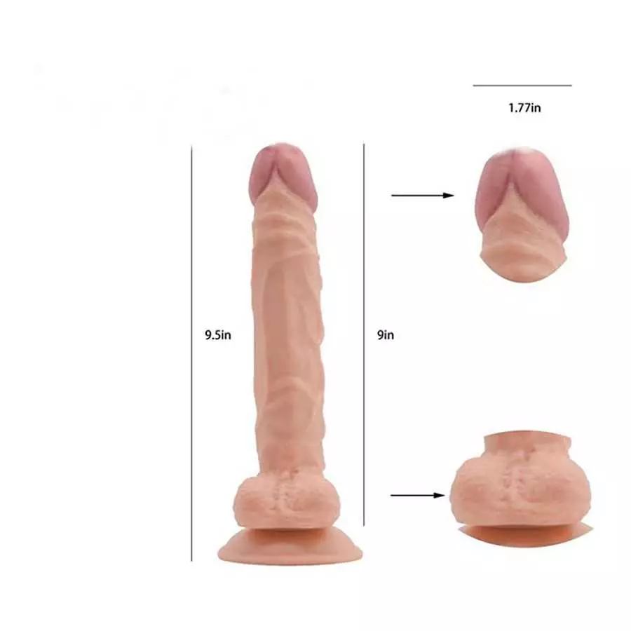 9.5 inch Silicone Silicone Suction Cup Realistic Classic Dick Wand with Strong Suction Cups, Suitable for Beginner Games