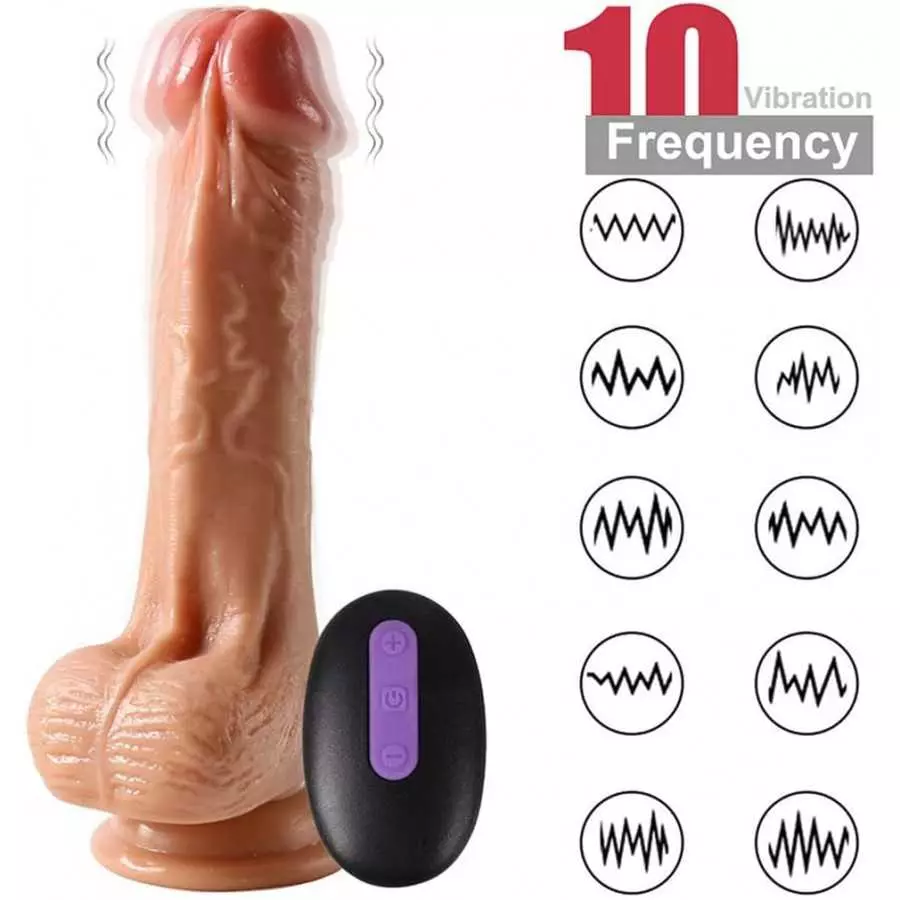 8 Inch Realistic Dildo Vibrator, G-spot & Anal & Vaginal Adult Sex Toy with 10 Vibration Modes, with Strong Suction Cup for Hand