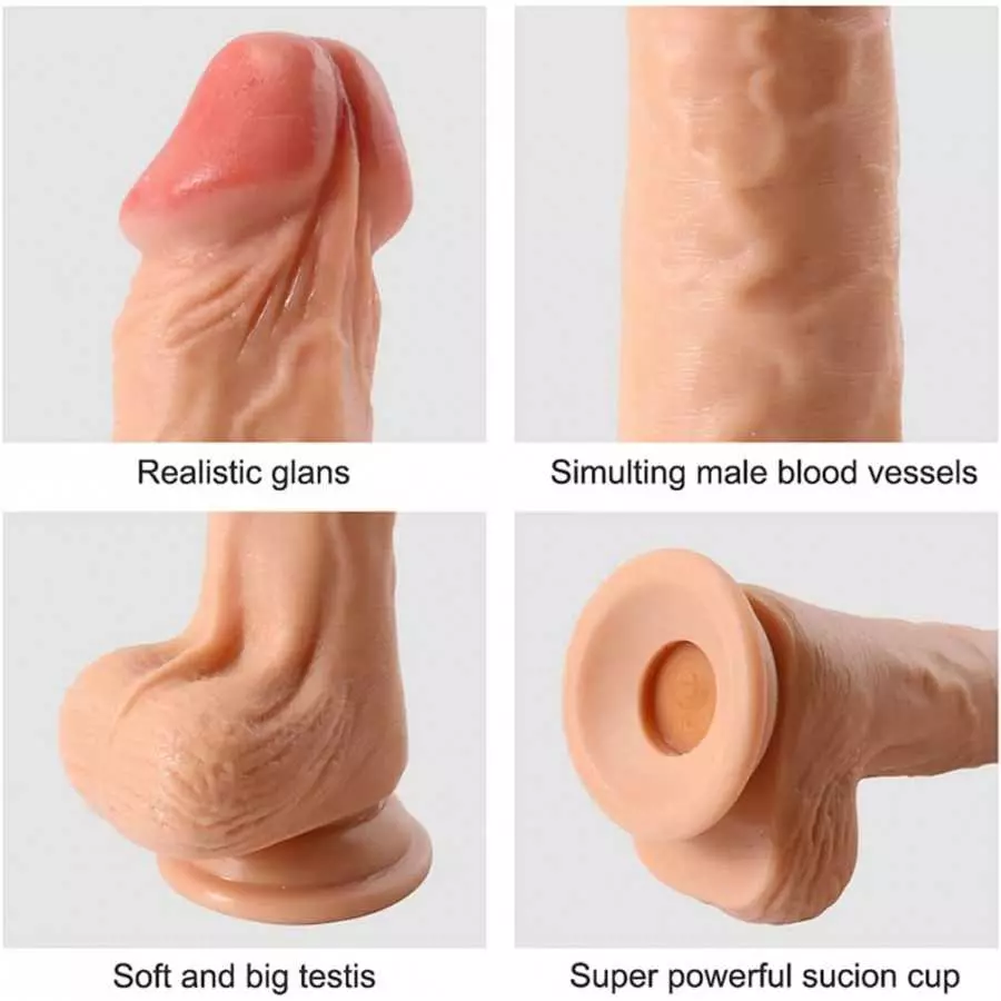 8 Inch Realistic Dildo Vibrator, G-spot & Anal & Vaginal Adult Sex Toy with 10 Vibration Modes, with Strong Suction Cup for Hand