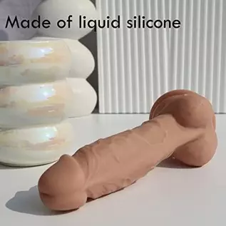 7 Inch Silicone Realistic Dildo for Beginners with Powerful Suction Cup Base for Hands-Free Play, Soft Thick Dildo Lifelike Peni