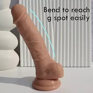7 Inch Silicone Realistic Dildo for Beginners with Powerful Suction Cup Base for Hands-Free Play, Soft Thick Dildo Lifelike Peni