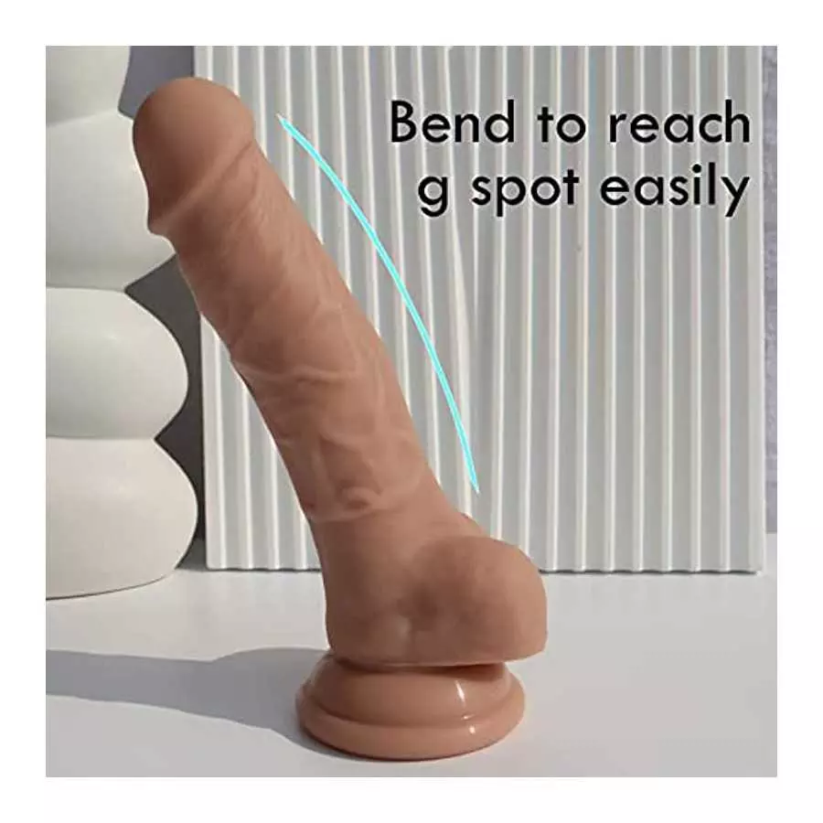 7 Inch Silicone Realistic Dildo for Beginners with Powerful Suction Cup Base for Hands-Free Play, Soft Thick Dildo Lifelike Peni