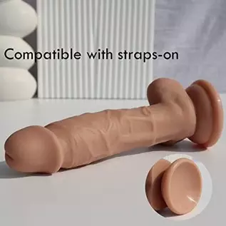 7 Inch Silicone Realistic Dildo for Beginners with Powerful Suction Cup Base for Hands-Free Play, Soft Thick Dildo Lifelike Peni