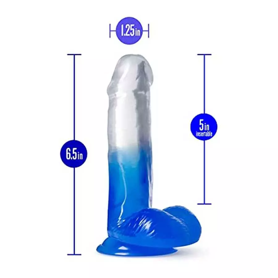 Blush B Yours Stella Blue - 6 Inch Length 1.25 Inches Width Realistic Feel Dildo - Sturdy Suction Cup Base and Harness Compatibl