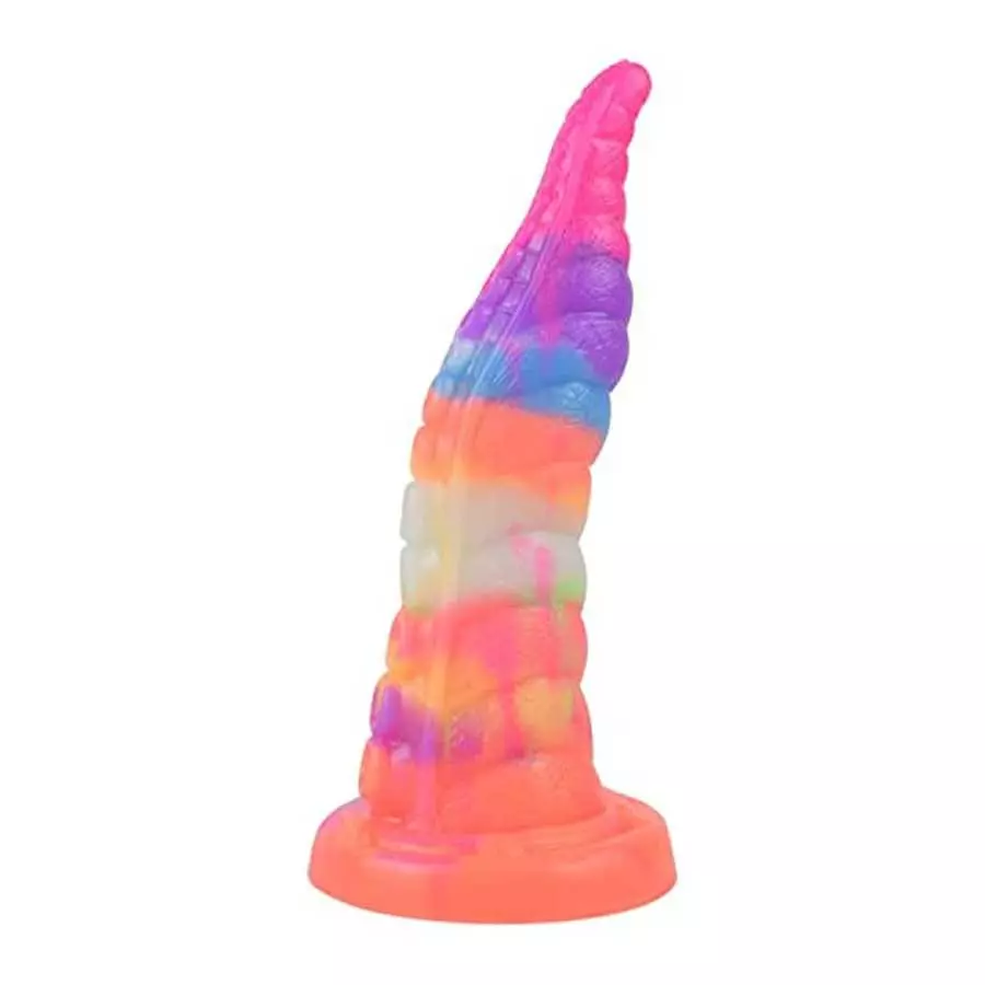 Realistic Tentacle Dildo Luminous with Suction Cup 7.28 Inch Octopus Monster Dildo Mixed Color Silicone Soft Sex Toy (S)