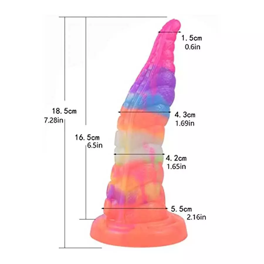 Realistic Tentacle Dildo Luminous with Suction Cup 7.28 Inch Octopus Monster Dildo Mixed Color Silicone Soft Sex Toy (S)