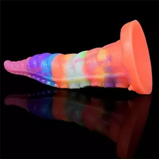 Realistic Tentacle Dildo Luminous with Suction Cup 7.28 Inch Octopus Monster Dildo Mixed Color Silicone Soft Sex Toy (S)