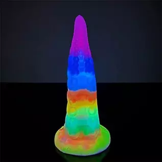 Realistic Tentacle Dildo Luminous with Suction Cup 7.28 Inch Octopus Monster Dildo Mixed Color Silicone Soft Sex Toy (S)
