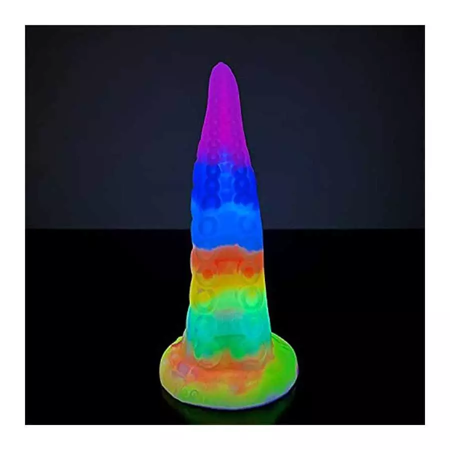 Realistic Tentacle Dildo Luminous with Suction Cup 7.28 Inch Octopus Monster Dildo Mixed Color Silicone Soft Sex Toy (S)