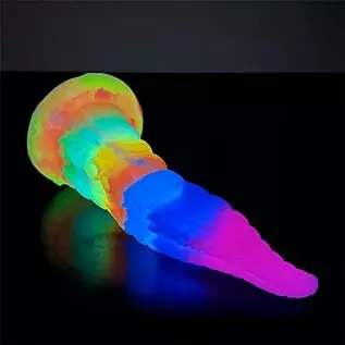 Realistic Tentacle Dildo Luminous with Suction Cup 7.28 Inch Octopus Monster Dildo Mixed Color Silicone Soft Sex Toy (S)