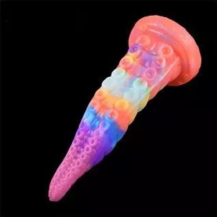 Realistic Tentacle Dildo Luminous with Suction Cup 7.28 Inch Octopus Monster Dildo Mixed Color Silicone Soft Sex Toy (S)