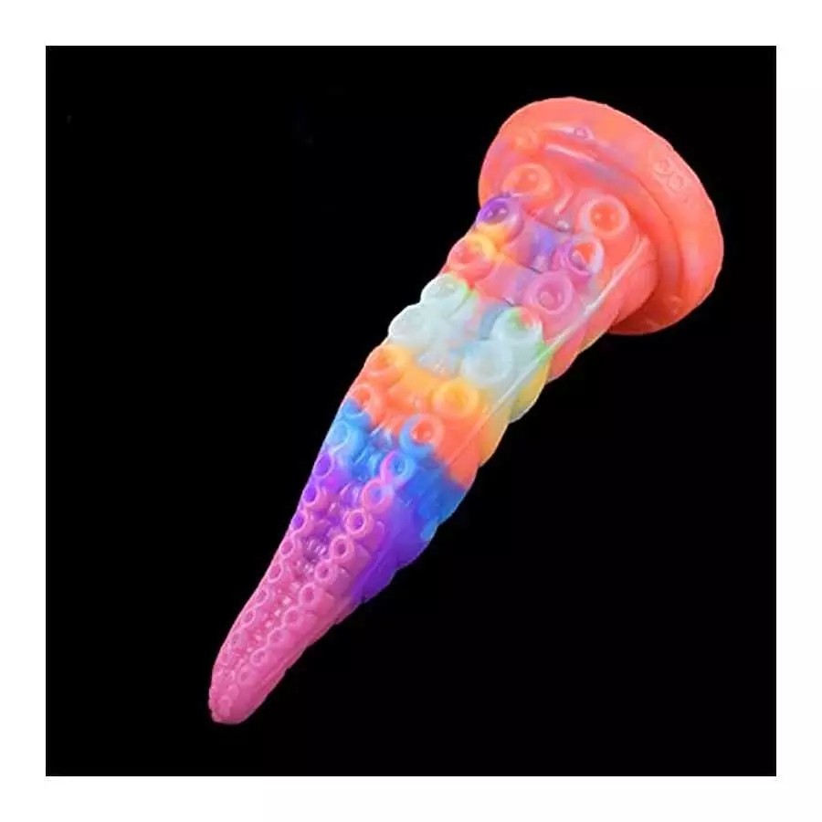 Realistic Tentacle Dildo Luminous with Suction Cup 7.28 Inch Octopus Monster Dildo Mixed Color Silicone Soft Sex Toy (S)