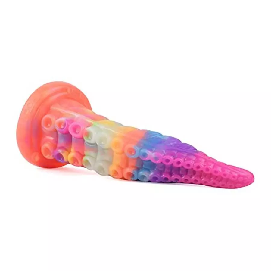 Realistic Tentacle Dildo Luminous with Suction Cup 7.28 Inch Octopus Monster Dildo Mixed Color Silicone Soft Sex Toy (S)