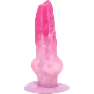 Realistic Pink Dog Dildo 8" Big Silicone Animal Dildo with Suction Cup Canine Anal Adult Toys for Women Lesbian and Men Couples