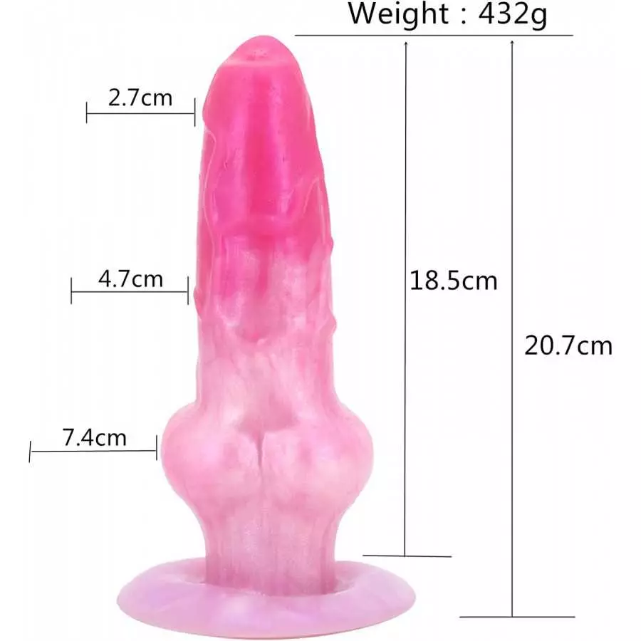 Realistic Pink Dog Dildo 8" Big Silicone Animal Dildo with Suction Cup Canine Anal Adult Toys for Women Lesbian and Men Couples