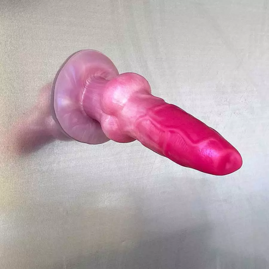 Realistic Pink Dog Dildo 8" Big Silicone Animal Dildo with Suction Cup Canine Anal Adult Toys for Women Lesbian and Men Couples