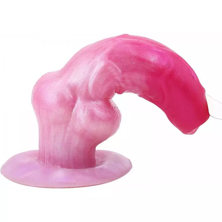 Realistic Pink Dog Dildo 8" Big Silicone Animal Dildo with Suction Cup Canine Anal Adult Toys for Women Lesbian and Men Couples