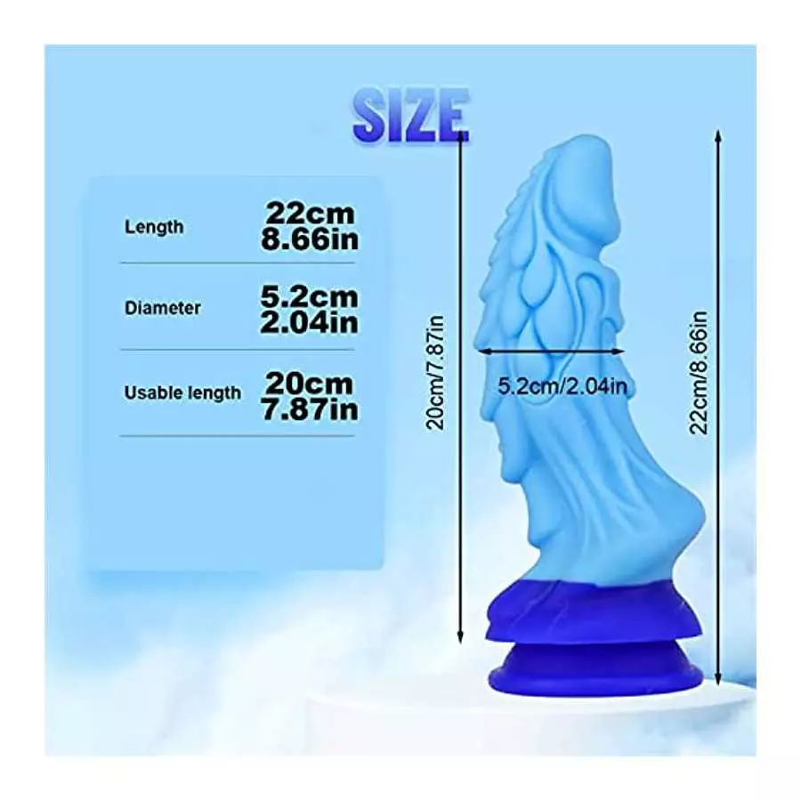 WEMAY Monster Dragon Dildo with Strong Suction Cup 8.66 Inch Realistic Dildos Flexible Liquid Silicone Huge Animal Sex Toys, Blu