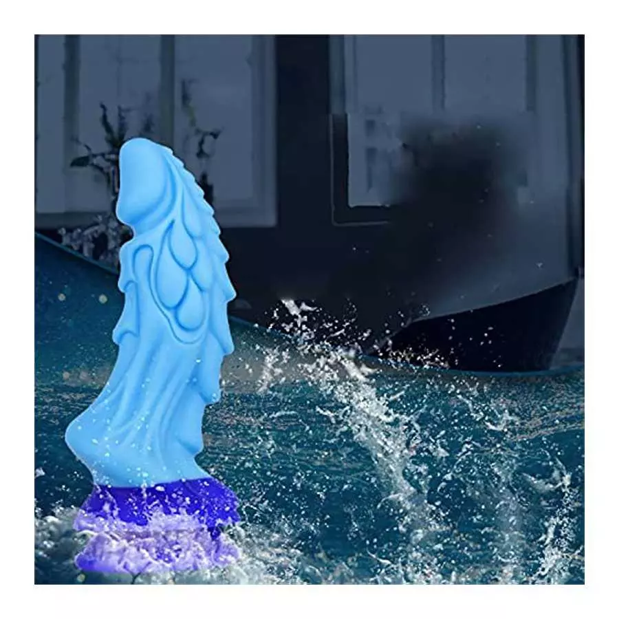 WEMAY Monster Dragon Dildo with Strong Suction Cup 8.66 Inch Realistic Dildos Flexible Liquid Silicone Huge Animal Sex Toys, Blu