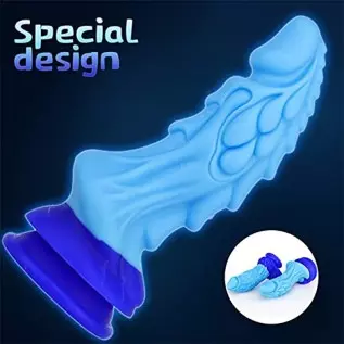 WEMAY Monster Dragon Dildo with Strong Suction Cup 8.66 Inch Realistic Dildos Flexible Liquid Silicone Huge Animal Sex Toys, Blu
