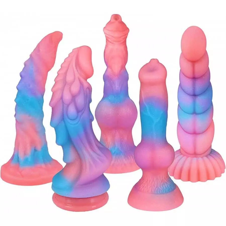 Monster Luminous Dildo Silicone Anal Dildo with Suction Cup, Dragon Realistic Dildo Butt Plug Anal Sex Toy, Glow Animal Dildo To