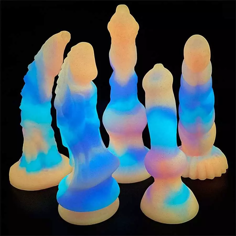 Monster Luminous Dildo Silicone Anal Dildo with Suction Cup, Dragon Realistic Dildo Butt Plug Anal Sex Toy, Glow Animal Dildo To