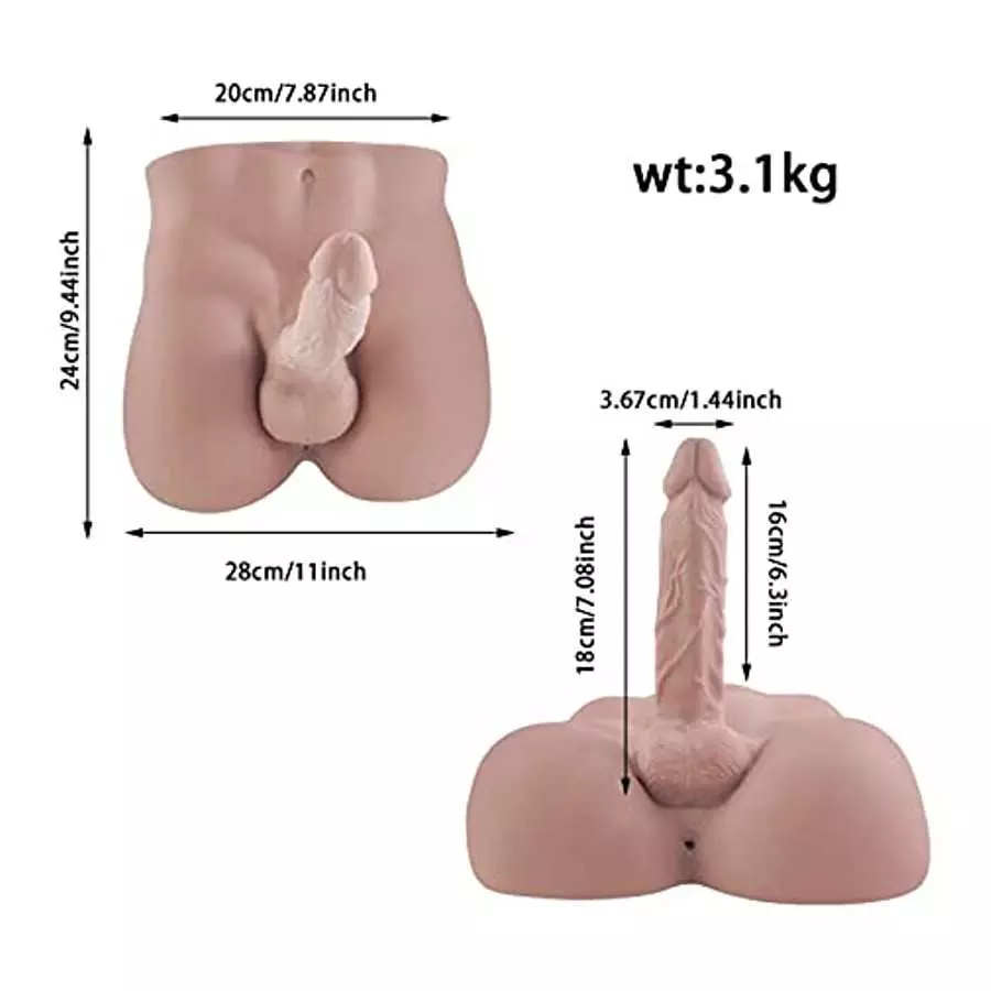 6.83LB Male Torso Dildo Sex Doll, Men's Penis Love Doll for Women Pleasure Toys - 11x9.44 inch