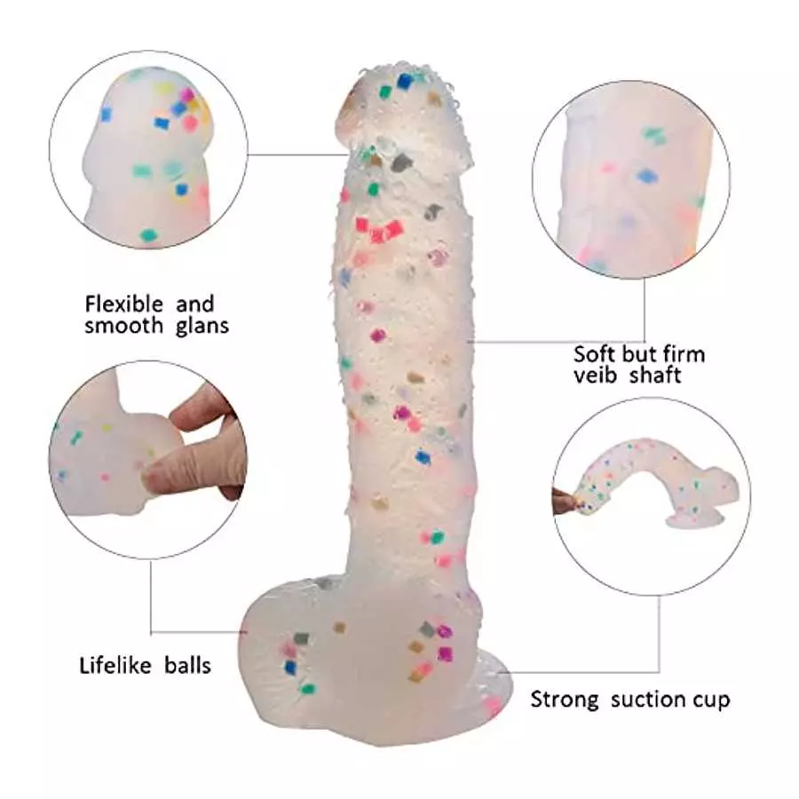 SUWUKA 9.5" Silicone Realistic Dildo Soft Large Dildos for Women with Strong Suction Cup for Hands-Free, Flexible Lifelike Sex T