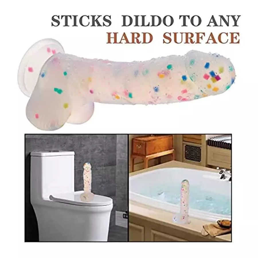 SUWUKA 9.5" Silicone Realistic Dildo Soft Large Dildos for Women with Strong Suction Cup for Hands-Free, Flexible Lifelike Sex T