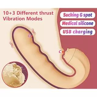 Vibrating Dildo Sex Toy Thrusting G Spot Vibrator for Women Anal Vaginal Clitoris Stimulation with 3 Rotating Speed 10 Vibration