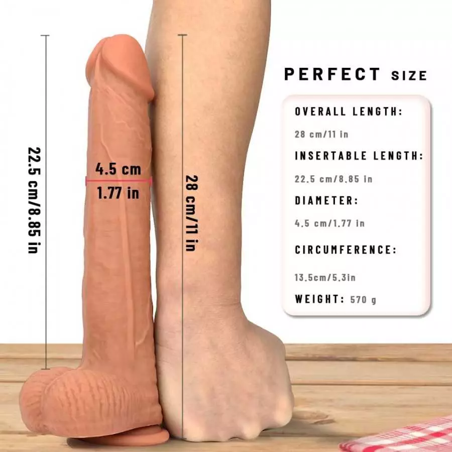 Double Layered Silicone Realistic Dildo Lifelike with Strong Suction Cup for Hands-Free Play, Realistic Penis for G-Spot Stimula