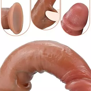 Realistic Dildo Sex Toy with Moving Foreskin Liquid Silicone Anal Dildo with Strong Suction Cup 8 Inch Flexible Lifelike Penis A