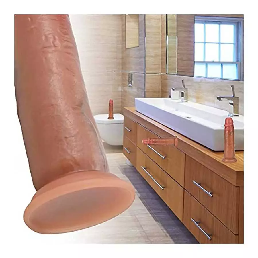 Realistic Dildo Sex Toy with Moving Foreskin Liquid Silicone Anal Dildo with Strong Suction Cup 8 Inch Flexible Lifelike Penis A