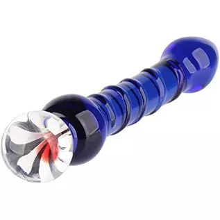 CCHW Glass Dildo Anal Sex Toy, Flower Design Crystal Glass Dildo Anal Thrusting Penis Female Masturbation Penis Stick Spira