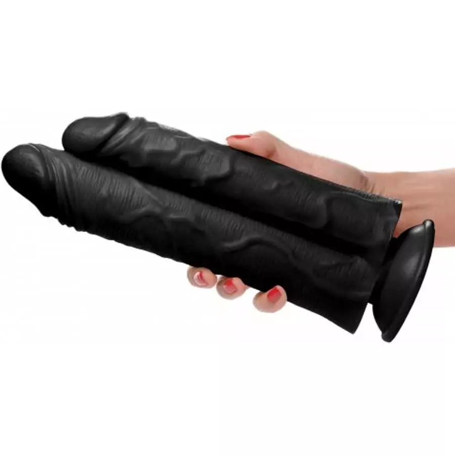 The Forearm 13 Inch Dildo with Suction Base Flesh (Black, Double 10 Inch)
