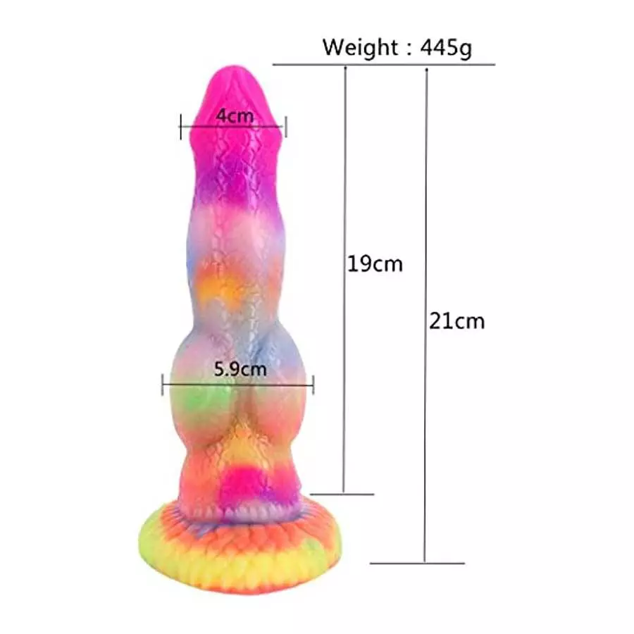 8.26" Silicone Big Realistic Dragon Luminous Dildo Half Dog Half Human Dildo with Hands-Free Suction Cup, Thick Animal Plug Anal