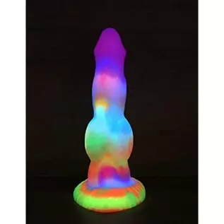 8.26" Silicone Big Realistic Dragon Luminous Dildo Half Dog Half Human Dildo with Hands-Free Suction Cup, Thick Animal Plug Anal