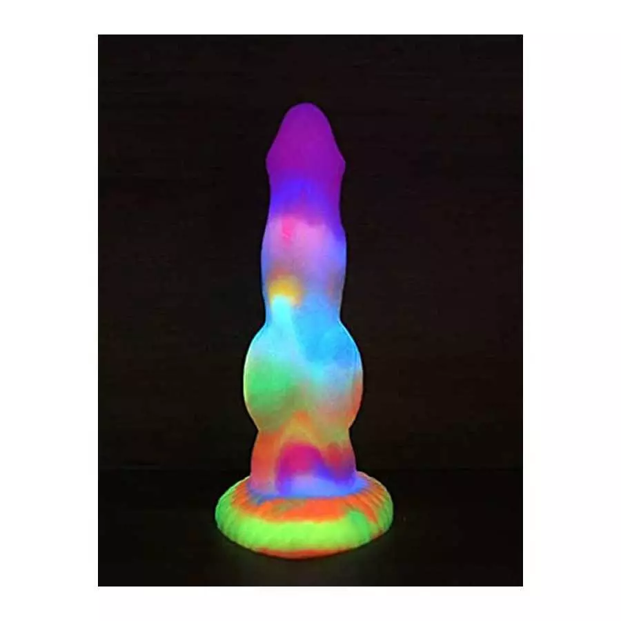 8.26" Silicone Big Realistic Dragon Luminous Dildo Half Dog Half Human Dildo with Hands-Free Suction Cup, Thick Animal Plug Anal