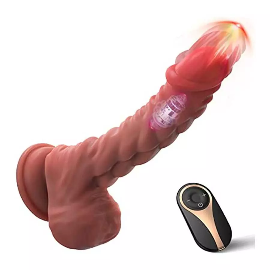 Thrusting Dildo Vibrator Sex Toy for Women, UIEICO 9.8" Realistic Thick Dildo with 7 Thrusting Modes & Strong Suction Cup Muscle Thrusting Dildo Vibrator Sex Toy for Women, UIEICO 9.8" Realistic Thick Dildo with 7 Thrusting Modes & Strong Suction Cup Muscle