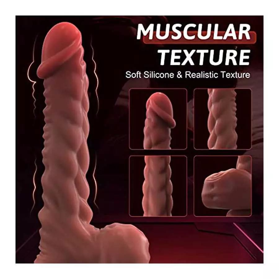 Thrusting Dildo Vibrator Sex Toy for Women, UIEICO 9.8" Realistic Thick Dildo with 7 Thrusting Modes & Strong Suction Cup Muscle