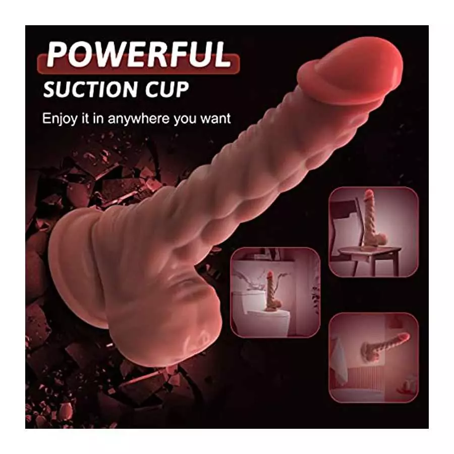 Thrusting Dildo Vibrator Sex Toy for Women, UIEICO 9.8" Realistic Thick Dildo with 7 Thrusting Modes & Strong Suction Cup Muscle