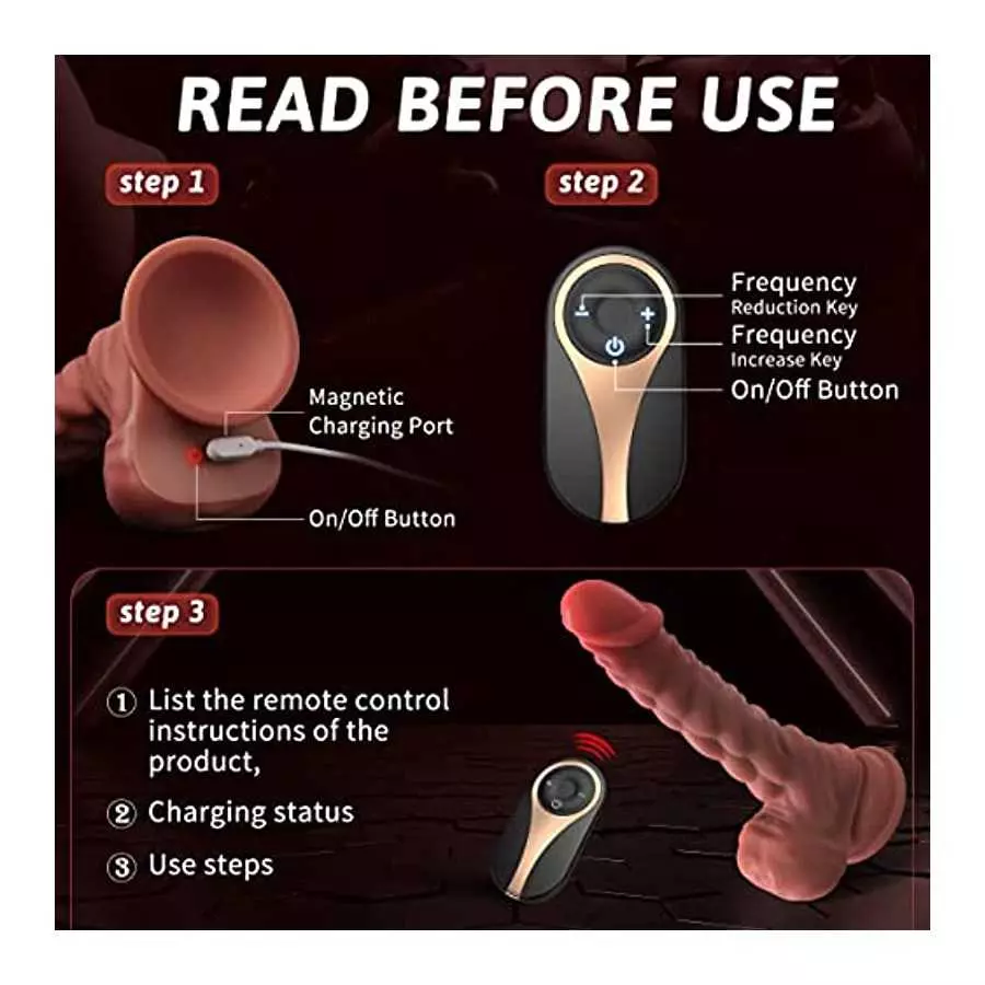 Thrusting Dildo Vibrator Sex Toy for Women, UIEICO 9.8" Realistic Thick Dildo with 7 Thrusting Modes & Strong Suction Cup Muscle